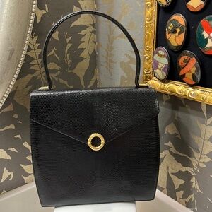 Lizard skin bag in black